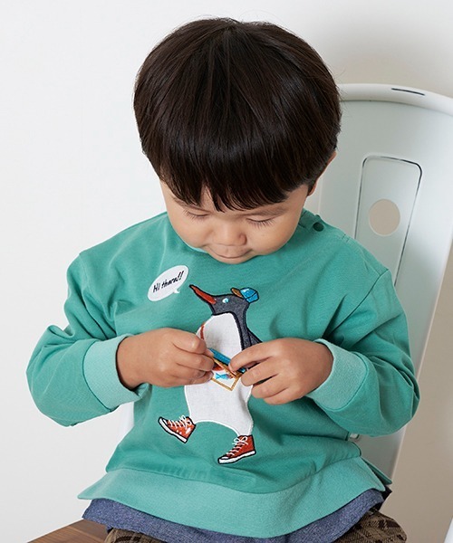 kladskap(クレードスコープ)の「ペンギン裾レイヤード風長袖Tシャツ(Tシャツ/カットソー・キッズ・モスグリーン/ピンク・100cm/90cm/110cm/80cm)」の14枚目の写真