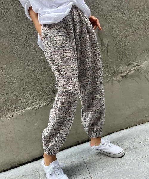 22 Aw 秋冬 韓国ファッション ボトムス レディース ツイードジョガーパンツ ワイドシルエット その他パンツ Dalfwin ダールフィン のファッション通販 Zozotown