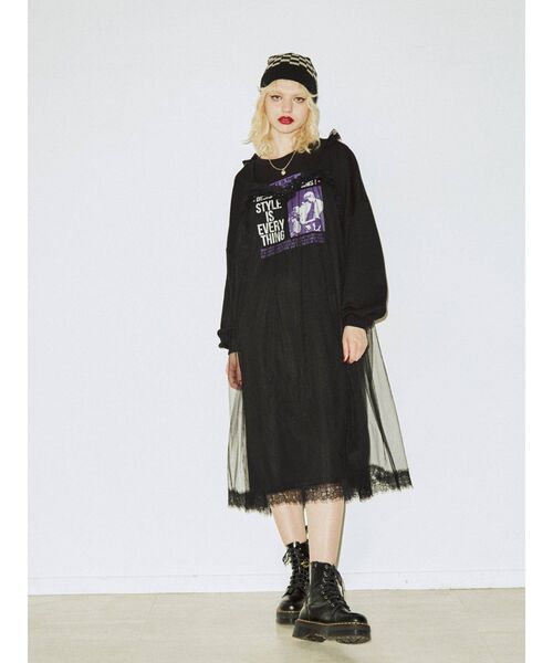 jouetie（ジュエティ）の「レイヤードロックワンピース（ワンピース・レディース・ブラック/オフホワイト/パープル・MEDIUM）」の4枚目の写真