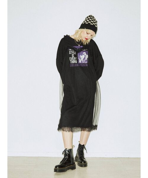 jouetie（ジュエティ）の「レイヤードロックワンピース（ワンピース・レディース・ブラック/オフホワイト/パープル・MEDIUM）」の5枚目の写真