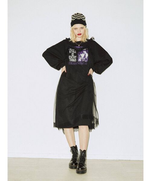 jouetie（ジュエティ）の「レイヤードロックワンピース（ワンピース・レディース・ブラック/オフホワイト/パープル・MEDIUM）」の7枚目の写真