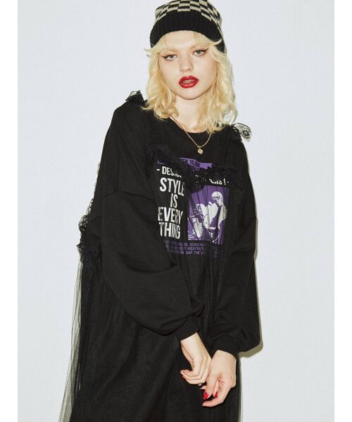 jouetie（ジュエティ）の「レイヤードロックワンピース（ワンピース・レディース・ブラック/オフホワイト/パープル・MEDIUM）」の10枚目の写真