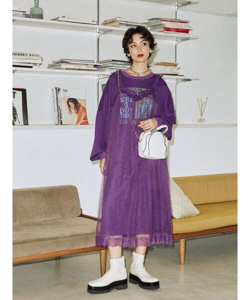 jouetie（ジュエティ）の「レイヤードロックワンピース（ワンピース・レディース・ブラック/オフホワイト/パープル・MEDIUM）」の11枚目の写真