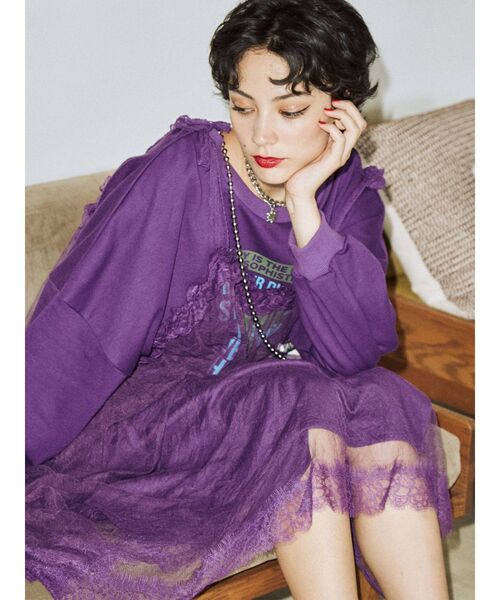 jouetie（ジュエティ）の「レイヤードロックワンピース（ワンピース・レディース・ブラック/オフホワイト/パープル・MEDIUM）」の14枚目の写真