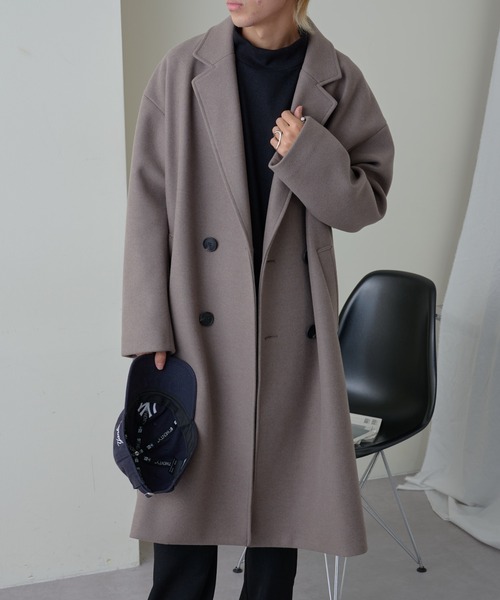 COLONY 2139(コロニートゥーワンスリーナイン)の「テックウールダブルブレストコート(チェスターコート・メンズ・ブラック/アイボリー/グレイッシュベージュ・MEDIUM/LARGE)」の16枚目の写真