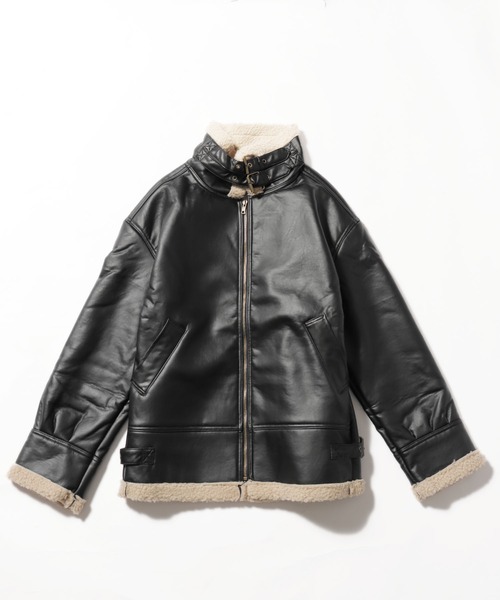 ループトーキョーROOPTOKYO ムートンボアブルゾン B-3 XL ブラック