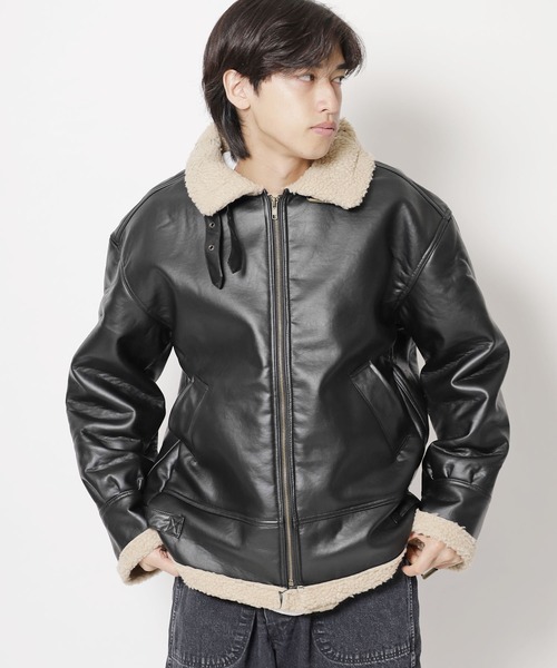 ループトーキョーROOPTOKYO ムートンボアブルゾン B-3 XL ブラック