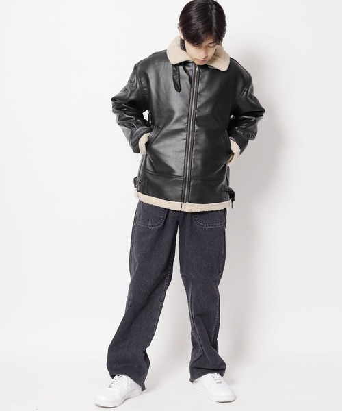 ループトーキョーROOPTOKYO ムートンボアブルゾン B-3 XL ブラック