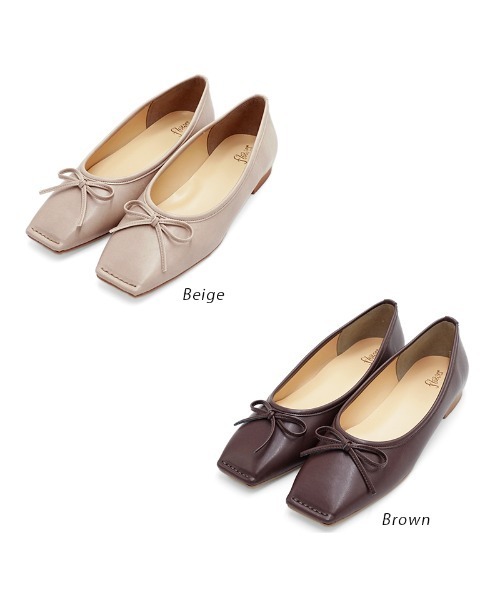 flower（フラワー）の「スクエアトゥバレエ（バレエシューズ・レディース・ベージュ/ブラウン・6/8/7/5）」の3枚目の写真