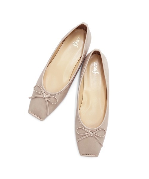 flower（フラワー）の「スクエアトゥバレエ（バレエシューズ・レディース・ベージュ/ブラウン・6/8/7/5）」の5枚目の写真
