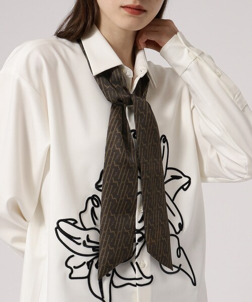 tk.TAKEO KIKUCHI（ティーケータケオキクチ）の「◆モノグラムスカーフタイ（バンダナ/スカーフ・レディース・ブラウン系その他6/ブラック系3・00）」の7枚目の写真