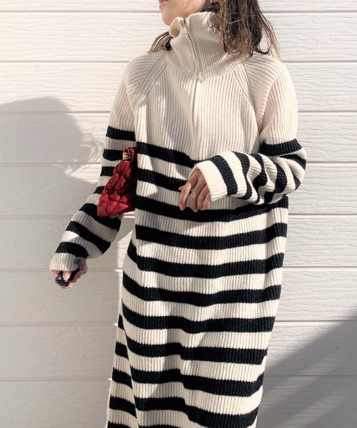 Q（キュー）の「ハーフジップニットワンピース（ワンピース・レディース・ブラック/ブラック系その他・MEDIUM）」の9枚目の写真