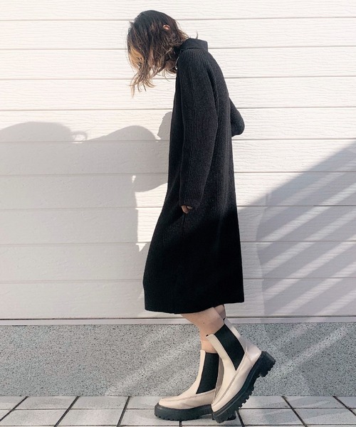 Q（キュー）の「ハーフジップニットワンピース（ワンピース・レディース・ブラック/ブラック系その他・MEDIUM）」の5枚目の写真