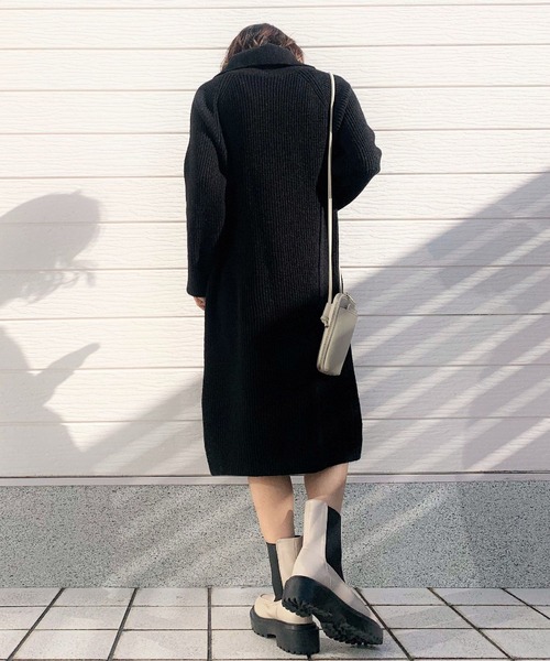 Q（キュー）の「ハーフジップニットワンピース（ワンピース・レディース・ブラック/ブラック系その他・MEDIUM）」の4枚目の写真