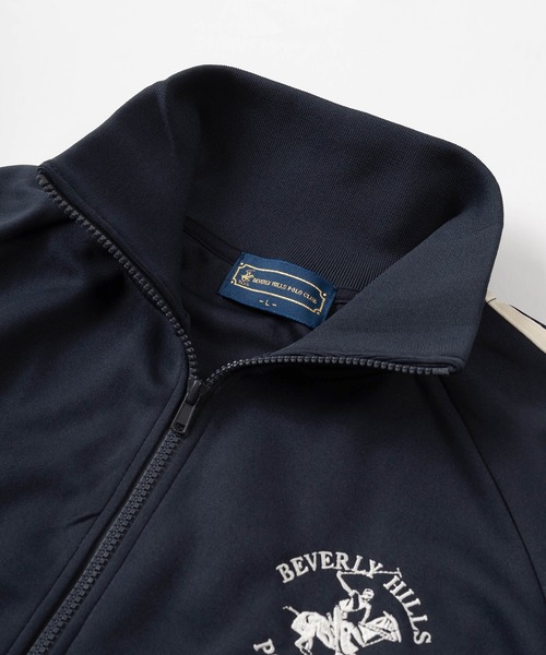 BEVERLY HILLS POLO CLUB（ビバリーヒルズポロクラブ）の「【BEVERLY HILLS POLO CLUB/ビバリーヒルズポロクラブ】ブランドロゴ ワンポイント刺繍 サイドライン トラックジャケット/ラインジャージ/ビッグシルエット（スウェット・レディース・ネイビー/グリーン/アイボリー・M/L/XL）」の4枚目の写真