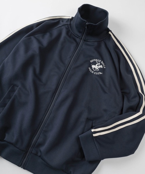 BEVERLY HILLS POLO CLUB（ビバリーヒルズポロクラブ）の「【BEVERLY HILLS POLO CLUB/ビバリーヒルズポロクラブ】ブランドロゴ ワンポイント刺繍 サイドライン トラックジャケット/ラインジャージ/ビッグシルエット（スウェット・レディース・ネイビー/グリーン/アイボリー・M/L/XL）」の18枚目の写真