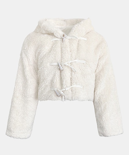 Cozy&Kitsch（コージーアンドキッチ）の「Cozy＆Kitsch セーラーネックボアダッフルフードジャケット（ムートンコート・レディース・ブラック/アイボリー・FREE）」の17枚目の写真