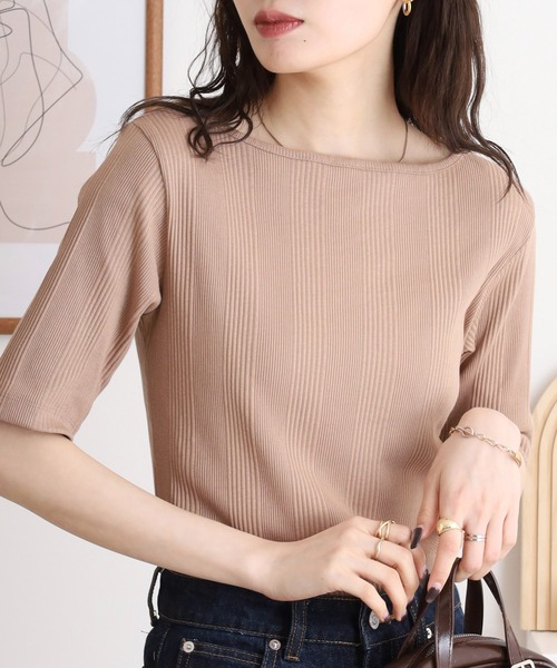 atONE(アットワン)の「atONE 前後2WAYランダムリブカットソー(Tシャツ/カットソー・レディース・ホワイト/モカ/ブラック・FREE)」の3枚目の写真