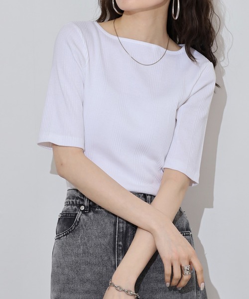 atONE(アットワン)の「atONE 前後2WAYランダムリブカットソー(Tシャツ/カットソー・レディース・ホワイト/モカ/ブラック・FREE)」の5枚目の写真
