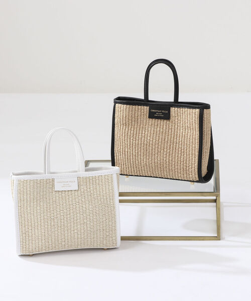 CHRISTIAN VILLA（クリスチャンヴィラ）の「【CHRISTIAN VILLA/クリスチャンヴィラ】ラフィア調スクエアトートバッグ（トートバッグ・レディース・ホワイト系その他4/ブラック系その他3・FREE）」の12枚目の写真