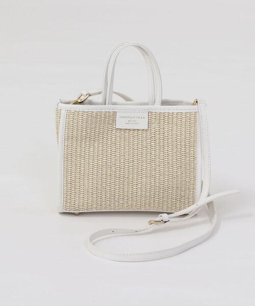 CHRISTIAN VILLA（クリスチャンヴィラ）の「【CHRISTIAN VILLA/クリスチャンヴィラ】ラフィア調スクエアトートバッグ（トートバッグ・レディース・ホワイト系その他4/ブラック系その他3・FREE）」の15枚目の写真