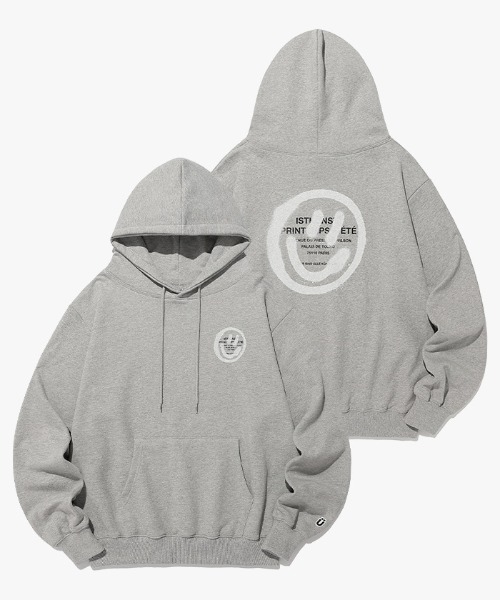 ISTKUNST（イストクンスト）の「A'GEM/9 × .kom『ISTKUNST/イストクンスト』LOGO&SMILEY HOODIE/ロゴスマイル プルオーバーパーカー（パーカー・レディース・カーキ/グレー/ライトグレー/ホワイト・M/L）」の3枚目の写真