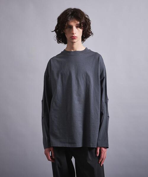 MILLER(ミラー)の「<Miller × monkey time> BORDER LONG SLEEVE/カットソー(Tシャツ/カットソー・メンズ・ブラック/ダークグレー・S/M/L/XL)」の2枚目の写真