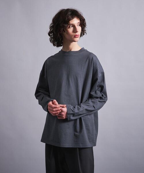 MILLER(ミラー)の「<Miller × monkey time> BORDER LONG SLEEVE/カットソー(Tシャツ/カットソー・メンズ・ブラック/ダークグレー・S/M/L/XL)」の4枚目の写真