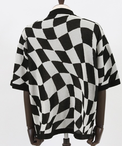 ADAM PATEK（アダムパテック）の「ADAMPATEK / skewed check pattern short sleeve knit polo shirts/ルーズシルエットニットポロシャツ”歪みチェッカー”（ポロシャツ・メンズ・ブラック/イエロー・1/2/3）」の14枚目の写真