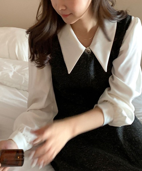 MAISON DE THERESE（メゾン ド テレーズ）の「フレンチバブルスリーブシャツ（シャツ/ブラウス・レディース・ブラック/ホワイト・S/M/L）」の7枚目の写真