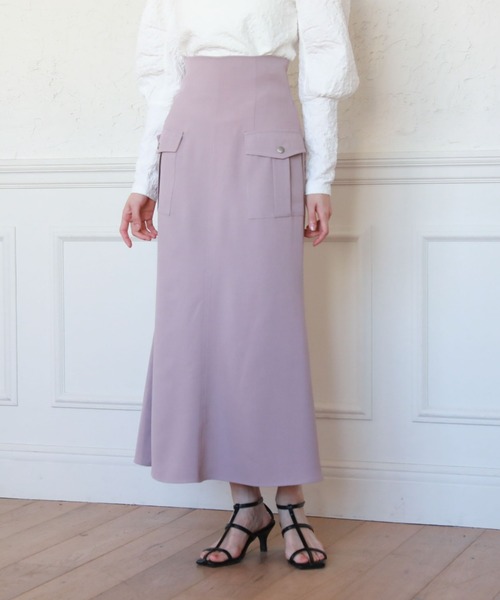 archives（アルシーヴ）の「カーゴマーメイドスカート（スカート・レディース・ラベンダー/アイボリー/ブラック/グレイッシュベージュ・MEDIUM）」の4枚目の写真
