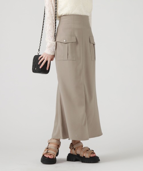 archives（アルシーヴ）の「カーゴマーメイドスカート（スカート・レディース・ラベンダー/アイボリー/ブラック/グレイッシュベージュ・MEDIUM）」の3枚目の写真