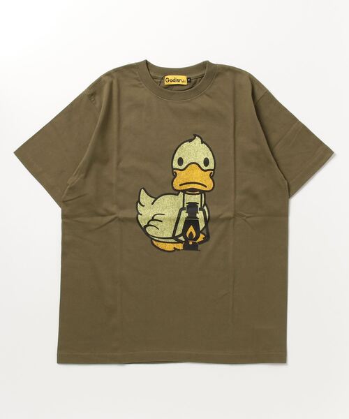 Godisru（ゴディスル）の「ゴディダック半袖Ｔシャツ（あひる）（Tシャツ/カットソー・メンズ・ホワイト/チャコールグレー/オリーブ/イエロー/オレンジ・MEDIUM/LARGE/X-LARGE/SMALL）」の3枚目の写真