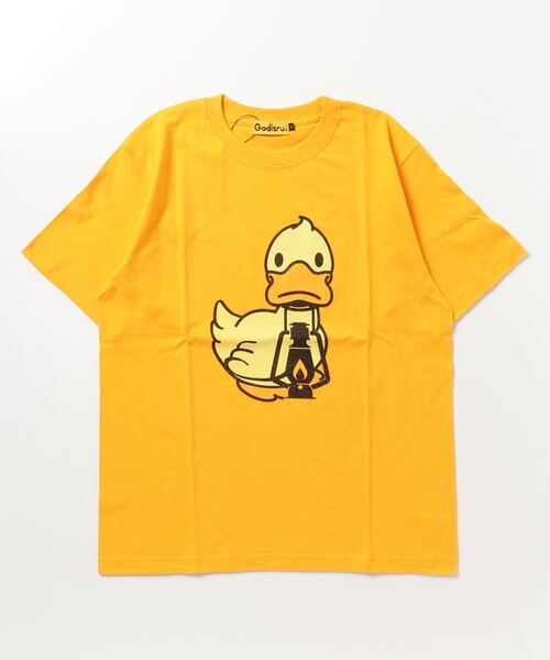 Godisru（ゴディスル）の「ゴディダック半袖Ｔシャツ（あひる）（Tシャツ/カットソー・メンズ・ホワイト/チャコールグレー/オリーブ/イエロー/オレンジ・MEDIUM/LARGE/X-LARGE/SMALL）」の5枚目の写真