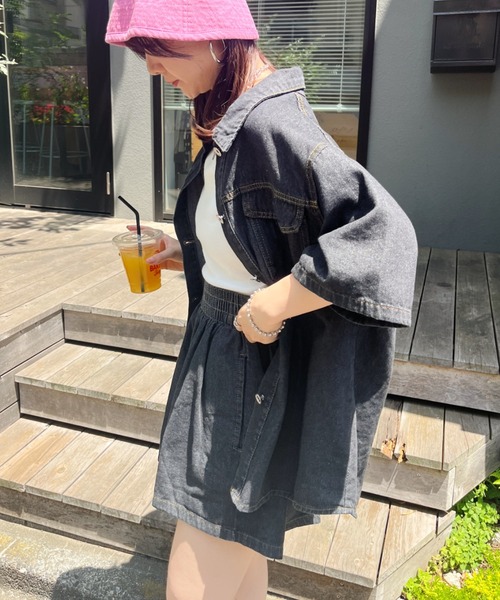 カジュアルデニム セットアップ シャツ ショーツ 夏コーデ セットアップ レディース 夏 上下セット デニムシャツ ショート