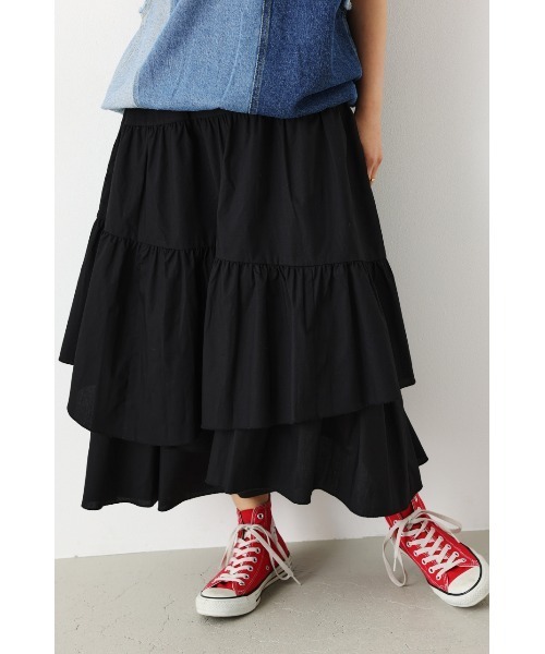 RODEO CROWNS WIDE BOWL（ロデオクラウンズワイドボウル）の「ランダムティアードスカート（スカート・レディース・ブラック/オフホワイト/オレンジ・FREE）」の3枚目の写真