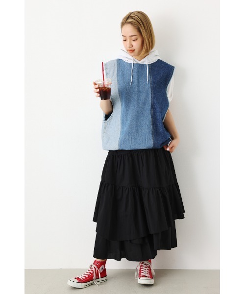 RODEO CROWNS WIDE BOWL（ロデオクラウンズワイドボウル）の「ランダムティアードスカート（スカート・レディース・ブラック/オフホワイト/オレンジ・FREE）」の10枚目の写真