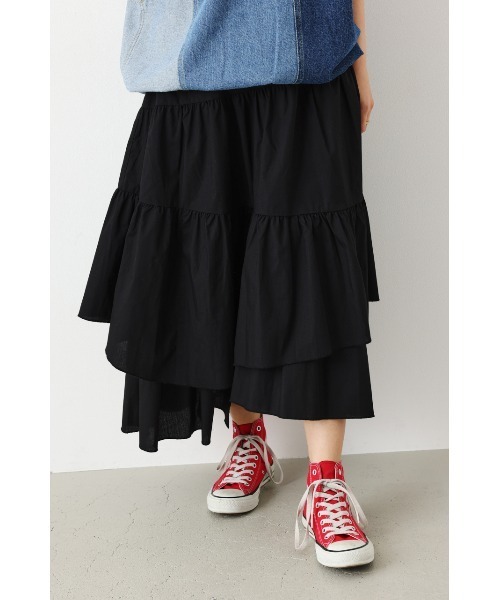 RODEO CROWNS WIDE BOWL（ロデオクラウンズワイドボウル）の「ランダムティアードスカート（スカート・レディース・ブラック/オフホワイト/オレンジ・FREE）」の11枚目の写真