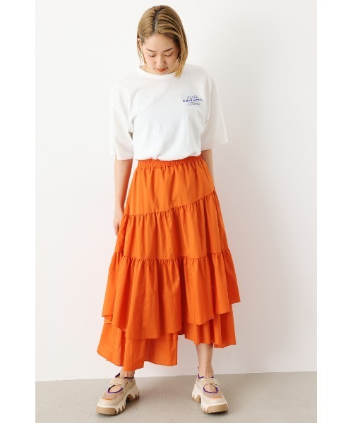 RODEO CROWNS WIDE BOWL（ロデオクラウンズワイドボウル）の「ランダムティアードスカート（スカート・レディース・ブラック/オフホワイト/オレンジ・FREE）」の16枚目の写真