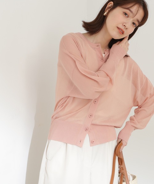 N.(N. Natural Beauty Basic)(エヌエヌナチュラルビューティーベーシック)の「◆クルーネックシアーカーディガン(カーディガン/ボレロ・レディース・オフホワイト/ブラック/ピンク/グリーン/ホワイト系その他・MEDIUM)」の5枚目の写真