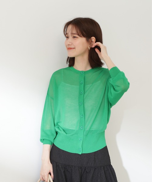 N.(N. Natural Beauty Basic)(エヌエヌナチュラルビューティーベーシック)の「◆クルーネックシアーカーディガン(カーディガン/ボレロ・レディース・オフホワイト/ブラック/ピンク/グリーン/ホワイト系その他・MEDIUM)」の16枚目の写真