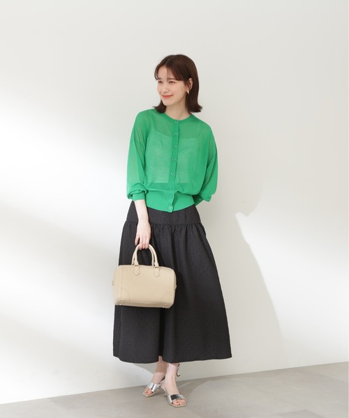 N.(N. Natural Beauty Basic)(エヌエヌナチュラルビューティーベーシック)の「◆クルーネックシアーカーディガン(カーディガン/ボレロ・レディース・オフホワイト/ブラック/ピンク/グリーン/ホワイト系その他・MEDIUM)」の17枚目の写真