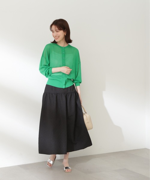 N.(N. Natural Beauty Basic)(エヌエヌナチュラルビューティーベーシック)の「◆クルーネックシアーカーディガン(カーディガン/ボレロ・レディース・オフホワイト/ブラック/ピンク/グリーン/ホワイト系その他・MEDIUM)」の18枚目の写真