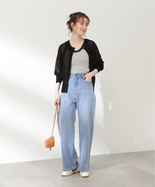 N.(N. Natural Beauty Basic)(エヌエヌナチュラルビューティーベーシック)の「◆クルーネックシアーカーディガン(カーディガン/ボレロ・レディース・オフホワイト/ブラック/ピンク/グリーン/ホワイト系その他・MEDIUM)」の14枚目の写真