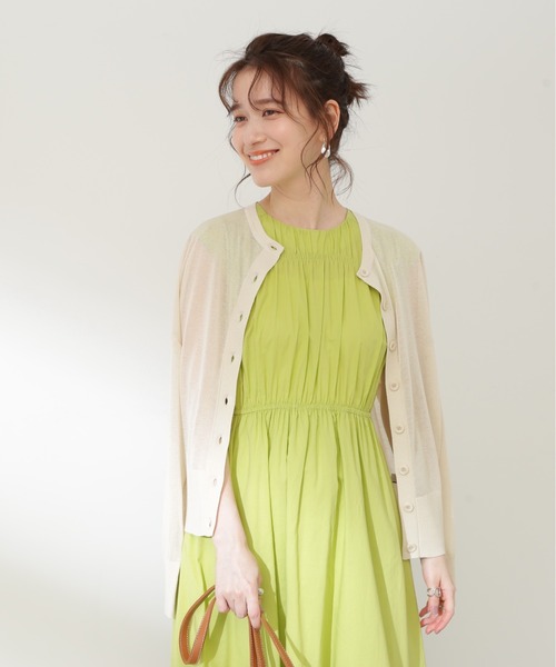 N.(N. Natural Beauty Basic)(エヌエヌナチュラルビューティーベーシック)の「◆クルーネックシアーカーディガン(カーディガン/ボレロ・レディース・オフホワイト/ブラック/ピンク/グリーン/ホワイト系その他・MEDIUM)」の10枚目の写真