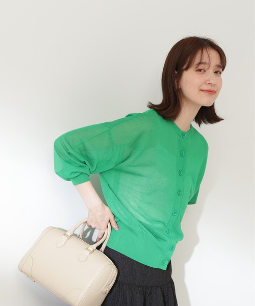 N.(N. Natural Beauty Basic)(エヌエヌナチュラルビューティーベーシック)の「◆クルーネックシアーカーディガン(カーディガン/ボレロ・レディース・オフホワイト/ブラック/ピンク/グリーン/ホワイト系その他・MEDIUM)」の19枚目の写真