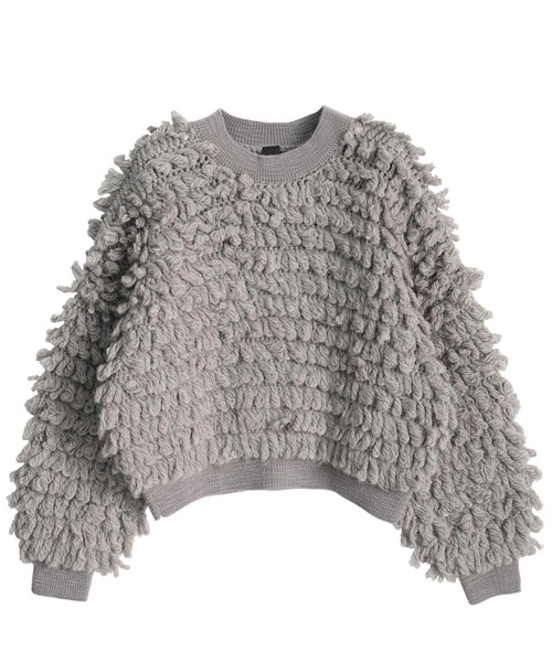 SHAREEF（シャリーフ）の「LOOP KNIT PULLOVER（ニット/セーター・メンズ・ライトグレー/ブラック/パープル・1/2）」の3枚目の写真