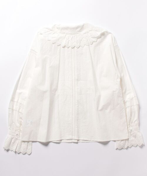 Dot＆Stripes CHILD WOMAN（ドットアンドストライプス　チャイルドウーマン）の「新レース・ブロード ピンタック 長袖ブラウス（シャツ/ブラウス・レディース・ホワイト・FREE）」の2枚目の写真