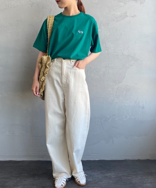 TOWNCRAFT（タウンクラフト）の「[TOWN CRAFT/タウンクラフト・THE FOX/ザフォックス] 別注 ワンポイントロゴ ショートスリーブTシャツ（Tシャツ/カットソー・レディース・グリーン/グレイッシュベージュ/ホワイト/ネイビー/ブラック・L/S/XL/M）」の15枚目の写真