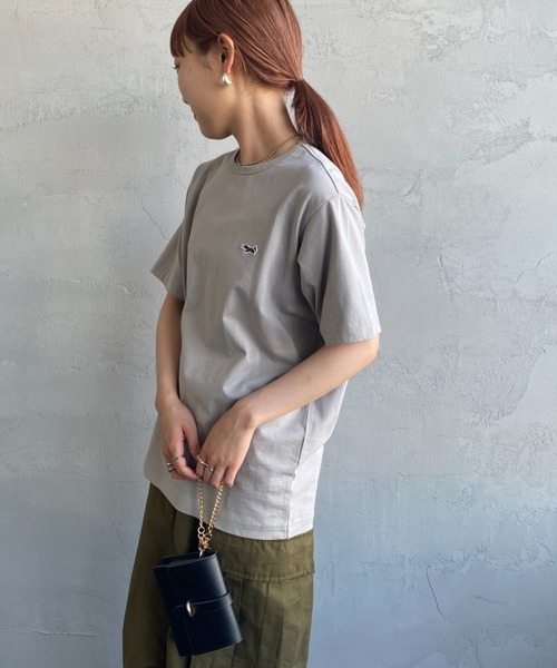 TOWNCRAFT（タウンクラフト）の「[TOWN CRAFT/タウンクラフト・THE FOX/ザフォックス] 別注 ワンポイントロゴ ショートスリーブTシャツ（Tシャツ/カットソー・レディース・グリーン/グレイッシュベージュ/ホワイト/ネイビー/ブラック・L/S/XL/M）」の10枚目の写真